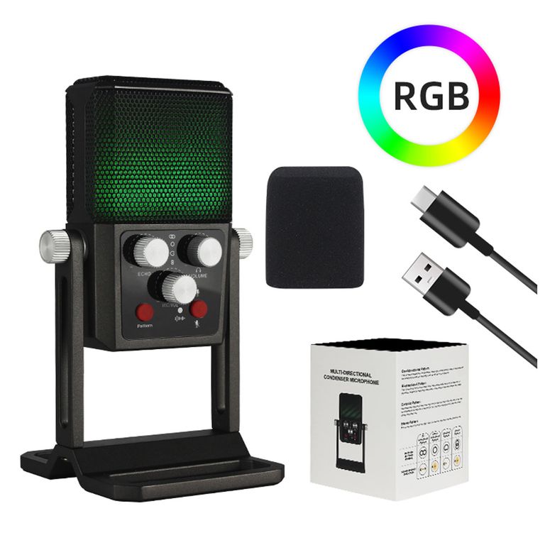 Micrófono USB Pro 4 Modos Para Streaming, Podcast y Gaming
