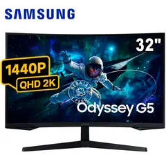 SAMSUNG - Monitor Odyssey G5 32″ QHD LS32CG552ELXPE VA 165Hz 1ms HDMI DP