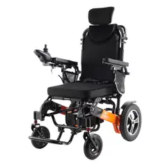 GENERICO - Silla de Ruedas Eléctrica Pro Black Orange Plegable Batería de Litio Reclinable