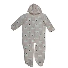 GENERICO - Enterizo con capucha de felpa Rosa bebé