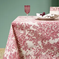 CASIOPIA - Mantel antimanchas rectangular 6 sillas Toile de Jouy Granate