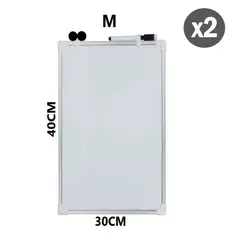 GENERICO - Kit 2 Pizarra blanca doble cara M de 40x30