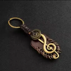 GENERICO - Llavero de Cuero Clave Sol Vintage