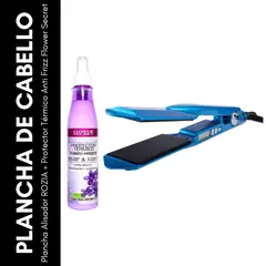 GENERICO - Plancha Alisador ROZIA + Protector Térmico Anti Frizz Flower Secret