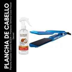 GENERICO - Plancha Alisador Cabello ROZIA + Protector Térmico Coco Flower Secret