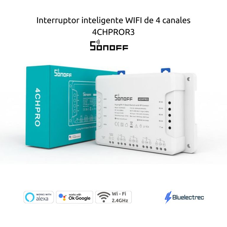Interruptor inteligente Wi-Fi de 4 canales - 4CHPROR3