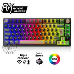 ROYAL KLUDGE - Teclado Mecánico RKM75 75% RGB K Brown Switch Inalámbrico