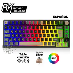 ROYAL KLUDGE - Teclado Mecánico RK M75 Inalámbrico RGB K Silver Switch