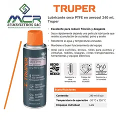 TRUPER - LUBRICANTE SECO ANTICORROSIVO EN AEROSOL SPRAY 240ml