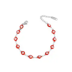 CLEO JOYAS & ACCESORIOS - Pulsera Ojo turco Rojo Acero