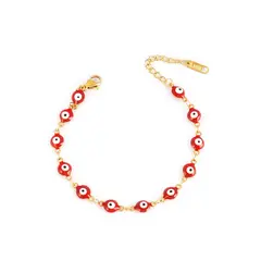 CLEO JOYAS & ACCESORIOS - Pulsera Ojo turco Rojo Acero