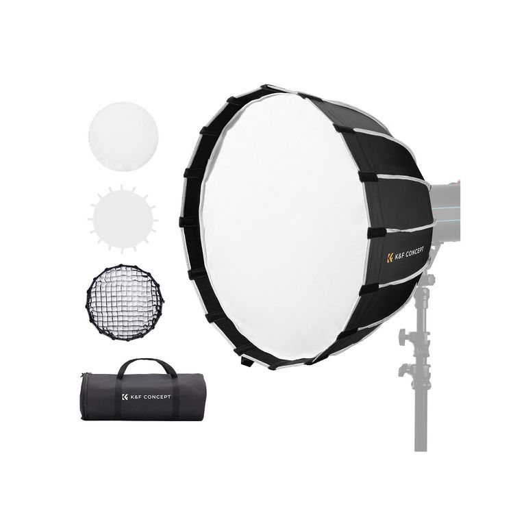 Sofbox parabólico 120cm + Grid - Armado Rápido
