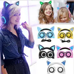 GENERICO - Audífonos De Gato Para Niñas y Niños Con Luces Led Intermitente Kawai