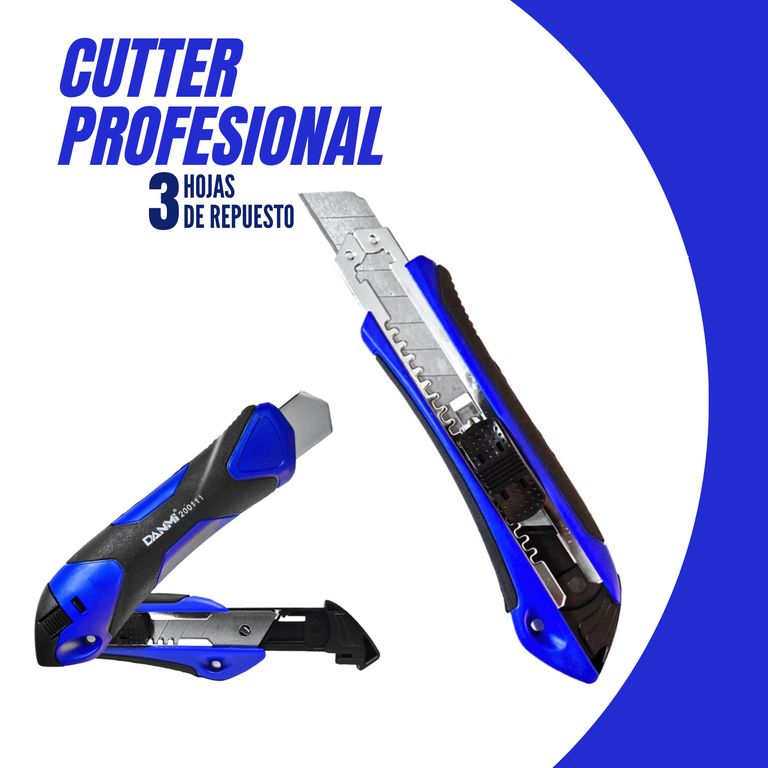 CUTTER CUCHILLA PROFESIONAL 18MM + 3 HOJAS REPUESTO