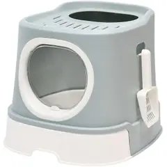 GENERICO - Arenero para gato cerrado doble ingreso - Celeste