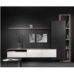 TU MESITA - Centro de Entretenimiento Completo Lima con Repisas y Armario Flotante