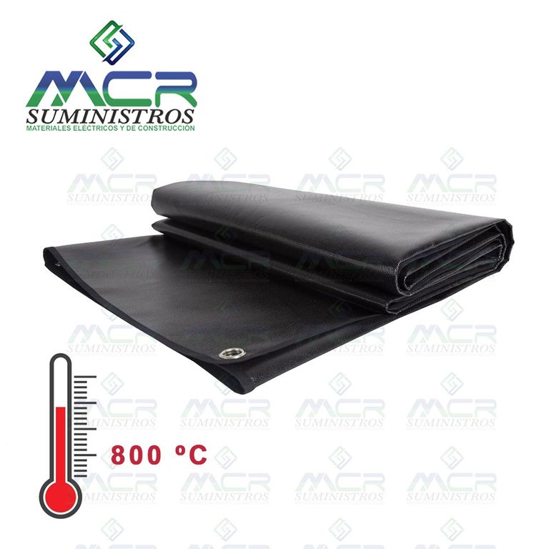 MANTA INGNIFUGA PARA PROTECCION DE CHISPAS POR SOLDADURA 2x 2m HASTA 800°C NEGRO