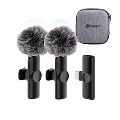 KREED - Micrófono Solapero Inalámbrico DUAL Tipo C con filtro antiviento K11
