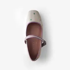 IRISABA - BALERINAS DE CUERO MAGNOLIA VAINILLA CON LILA