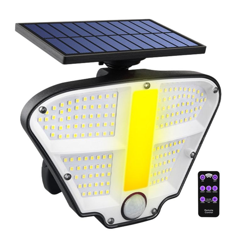 Foco Solar Exterior con Sensor PIR y Control Remoto 3 Modos IP65
