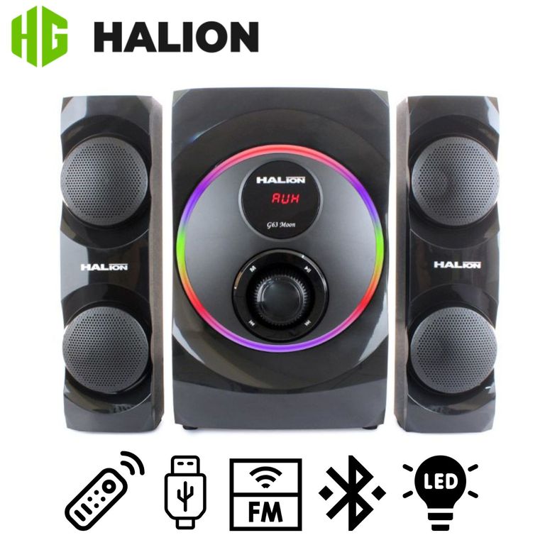 Parlante HA-G63 Moon 2.1 Bluetooth Subwoofer 6,5″ Luces RAINBOW