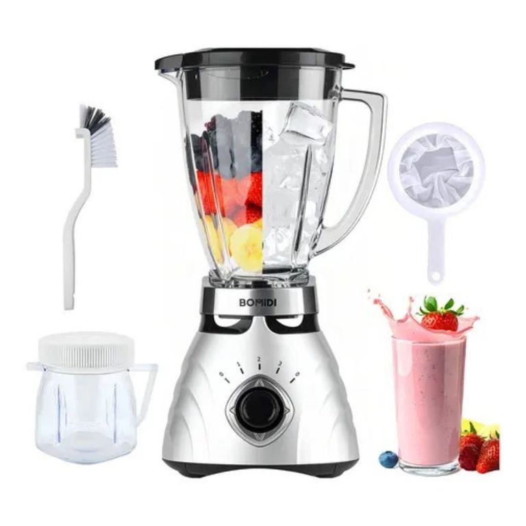 Licuadora BJ01 - 3 Niveles Con Vaso Pequeño Y Accesorios Incluidos - Silver - Batidos, Smoothies, Verduras, Hielo