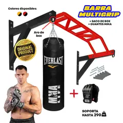 HOLGU - Barra Multigrip calistenia paralelas Saco de box guantes MMA