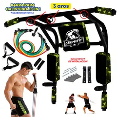 HOLGU - Barra Calistenia Dominadas 15 en 1 + Ligas X5 resistencia