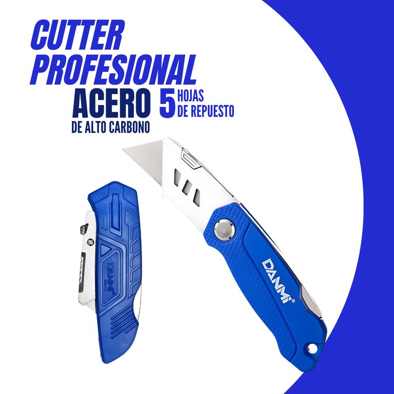 CUTTER CUCHILLA PROFESIONAL PLEGABLE 18MM + 5 HOJAS RESPUESTO
