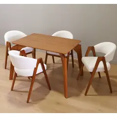 ALTO HOGAR - Juego De Comedor Amaro 4 Sillas Crema Madera Tornillo