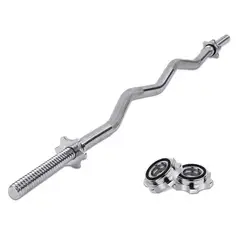 HOLGU - Barra Z Cromada Pesas 1.20cm + 2 seguros