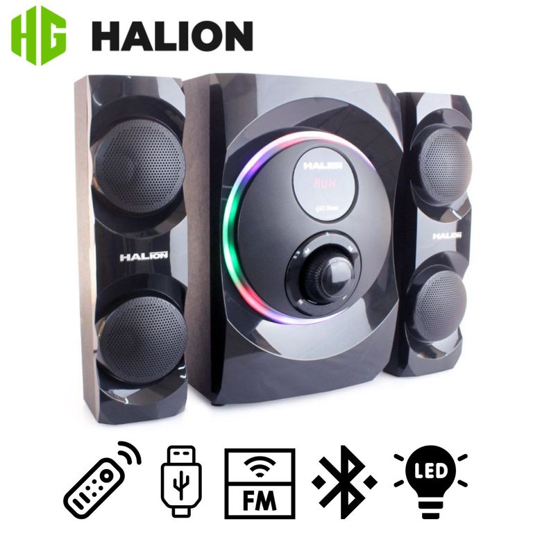 Parlante HA-G63 Moon 2.1 Luces RAINBOW RGB USB SD BT FM