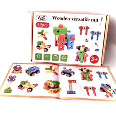 GENERICO - JUGUETE DIDÁCTICO MADERA MONTESSORI ATORNILLA Y CONSTRUYE