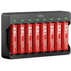 EBL - Pilas de litio recargables AA 3000mwh -pack 8unidades