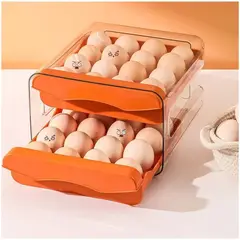 GENERICO - Organizador de Huevos 2 Niveles Apilable Porta Huevos de Acrílico 32 und - Naranja - M