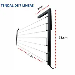 GENERICO - Tendedero De Ropa de 7 líneas Plegable Color Negro TRP-N70