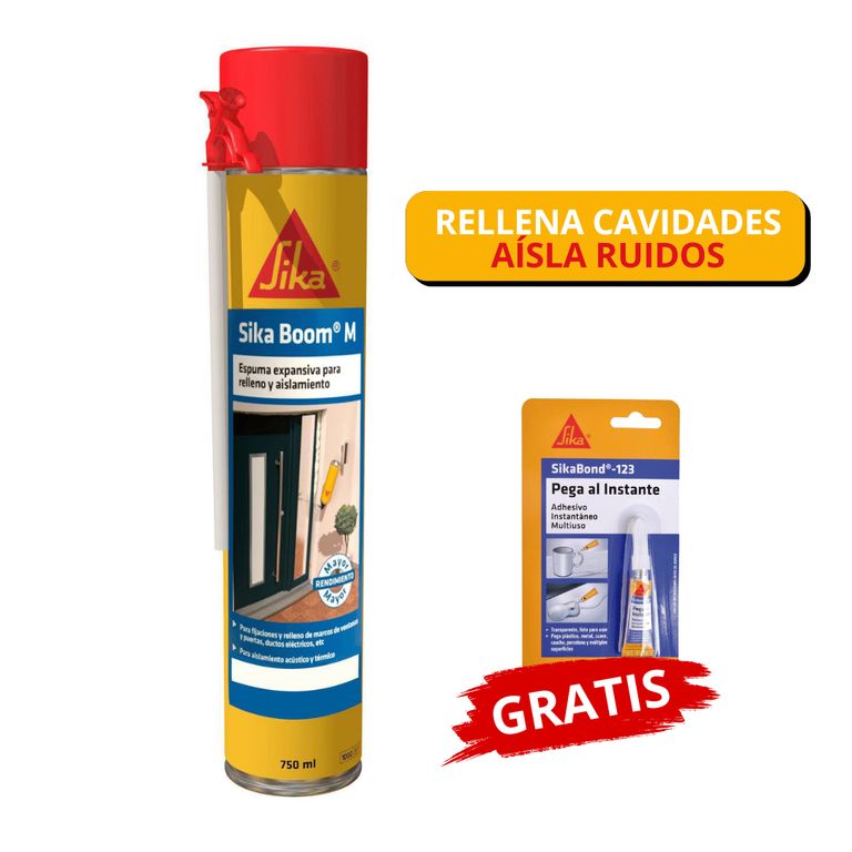 Espuma Expansiva de Poliuretano Boom M x750ml Gratis Sikabond 123