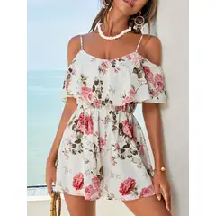 KAST PE - Enterizo Genevieve floral y hombros descubiertos Talla M