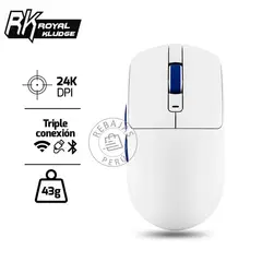 ROYAL KLUDGE - Mouse Inalámbrico M30 5 Botones 24000 DPI White Blue