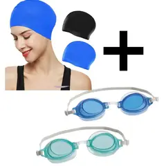 GENERICO - GORRO DE NATACIÓN ADULTOS MUJER + 1 LENTES DE NATACIÓN