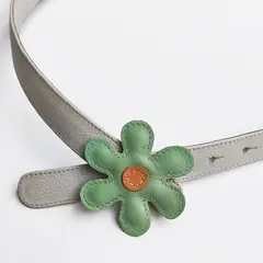 IRISABA - CINTURÓN DE CUERO PARA MUJER DALIA VAINILLA CON VERDE MENTA