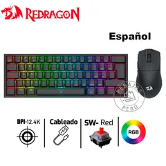 REDRAGON - Combo S143 Teclado K617RGB + Mouse M724 Black Español