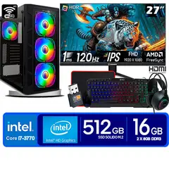INTEL - Computadora Pc Core i7 3770 Monitor 27 fhd' RAM 16 GB SSD 500 GB wifi
