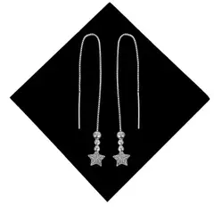 GENERICO - Aretes Pasantes Estrella Regalo Novia Mamá Plata 925