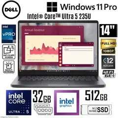 DELL - Laptop Pro 14 5450 Intel Core Ultra 5 235U 32GB RAM 512GB SSD 14" FHD Win 11 Pro