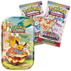 POKEMON - Cartas TCG Prismatic Evolutions 20 Cards y Lata Coleccionable Español