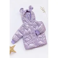 KIDS MASHMELO - Chaqueta para niña diseño metálico y capucha de orejitas