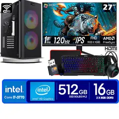 INTEL - Computadora Pc Core i7 3770 Monitor 27 fhd' RAM 16 GB SSD 500 GB wifi