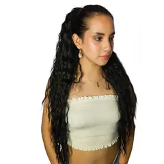 GENERICO - EXTENSIONES DE COLA DE FIBRA FUTURA BRAZILIAN DE 71CM DE LARGO Y 152GR CON 2 CLIP Y LIGA AJUSTABLE - NEGRO