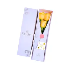 D'AMOUR - Caja De 03 Rosas Amarillas